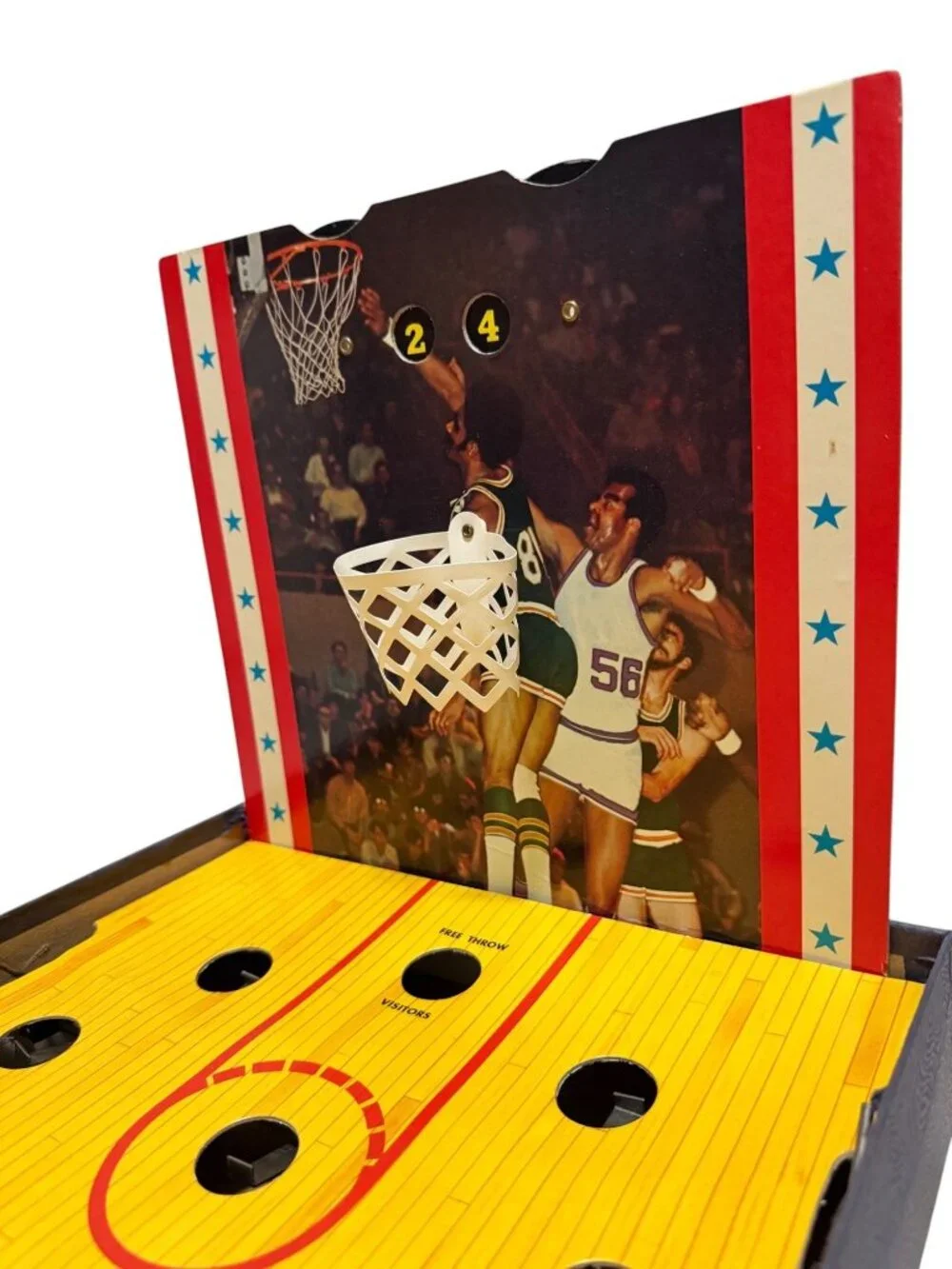 Bas-Ket Vintage 1973 Cadaco No. 165 Miniature Basketball Game Works